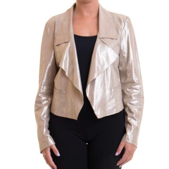 NWT Emporio Armani leather metallic open jacket sz 42 EU - Picture 1 of 10
